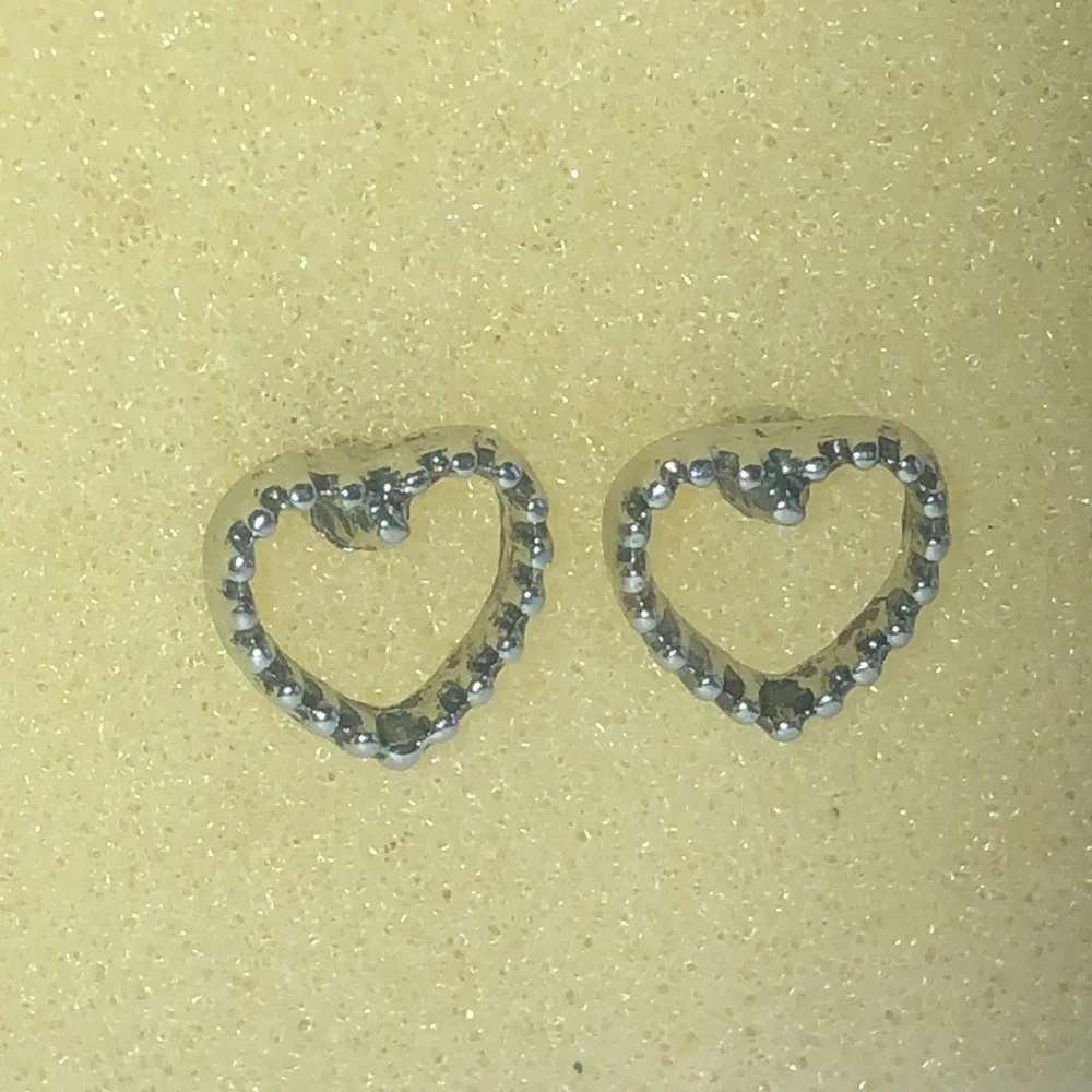Elegant Silver Tone Dainty Boho Heart Stud Earrings